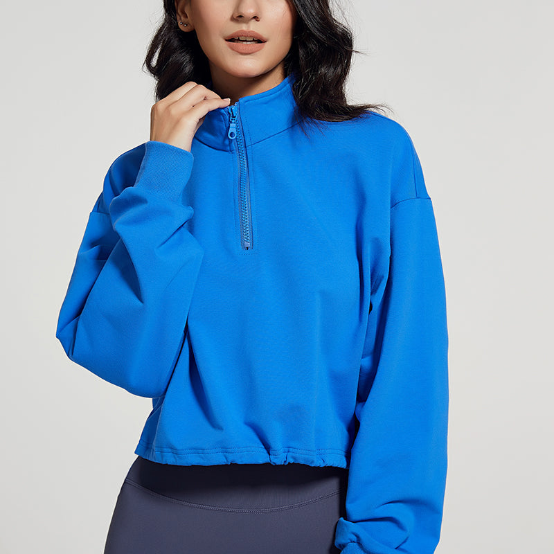 Half-zip Stand-up Collar Sweatshirt by bornfocus