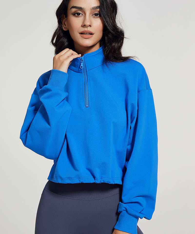 Half-zip Stand-up Collar Sweatshirt by bornfocus