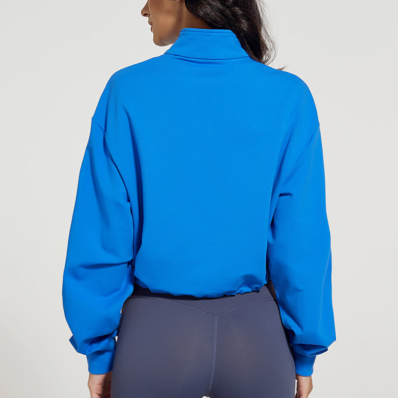 Half-zip Stand-up Collar Sweatshirt by bornfocus