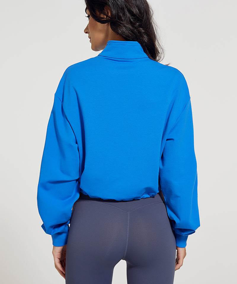 Half-zip Stand-up Collar Sweatshirt by bornfocus