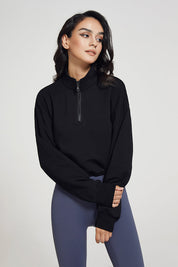 Half-zip Stand-up Collar Sweatshirt by bornfocus