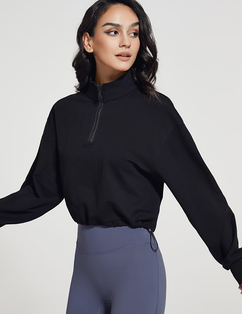 Half-zip Stand-up Collar Sweatshirt by bornfocus