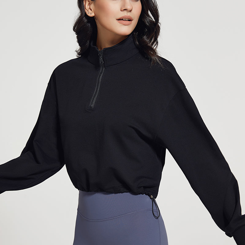 Half-zip Stand-up Collar Sweatshirt by bornfocus