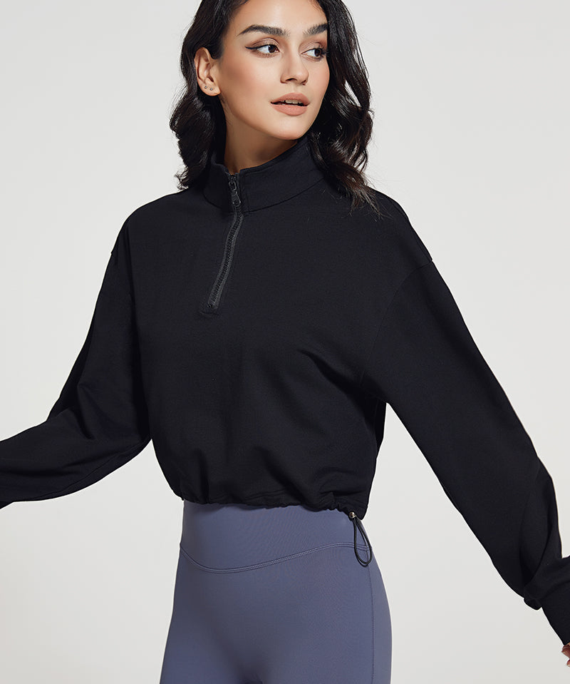 Half-zip Stand-up Collar Sweatshirt by bornfocus