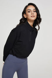 Half-zip Stand-up Collar Sweatshirt by bornfocus