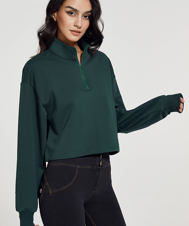 Half-zip Stand-up Collar Sweatshirt by bornfocus