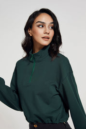 Half-zip Stand-up Collar Sweatshirt by bornfocus