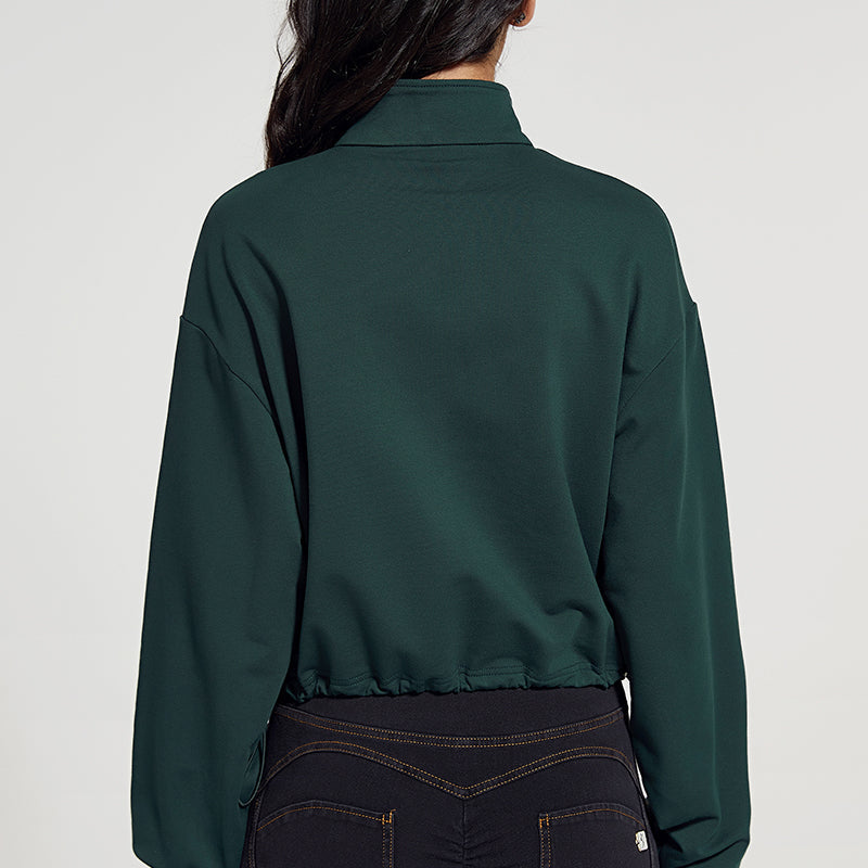 Half-zip Stand-up Collar Sweatshirt by bornfocus
