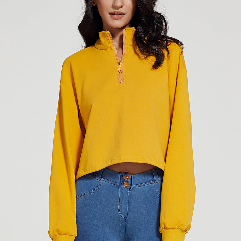 Half-zip Stand-up Collar Sweatshirt by bornfocus