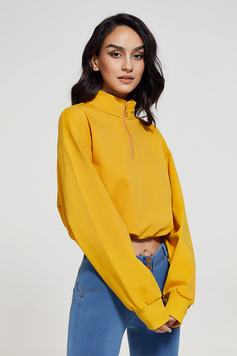 Half-zip Stand-up Collar Sweatshirt by bornfocus