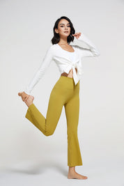 7/8 High-Rise Flared Leggings by bornfocus