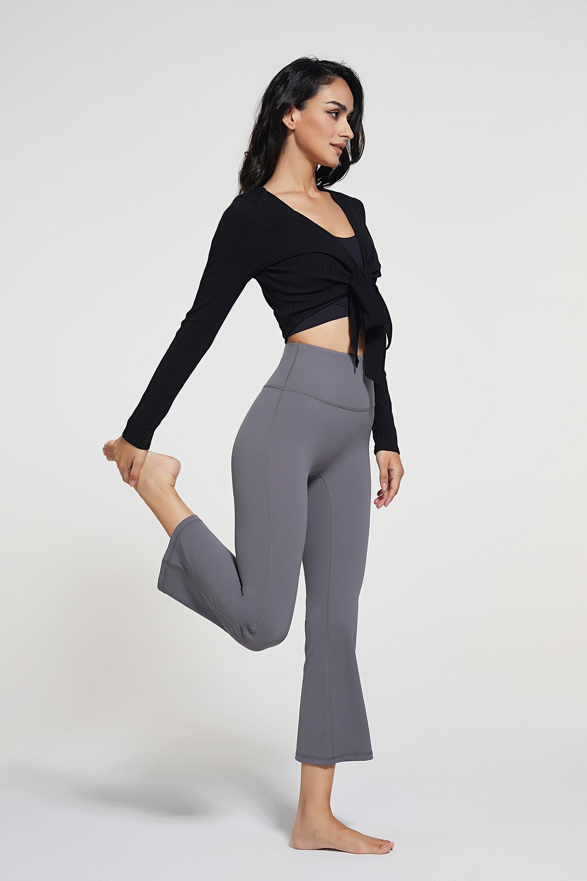 7/8 High-Rise Flared Leggings by bornfocus