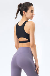 Ribbed Racerback Sports Bra High Support by bornfocus