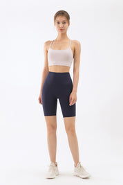 High-Rise No Seam Front Biker Shorts by bornfocus