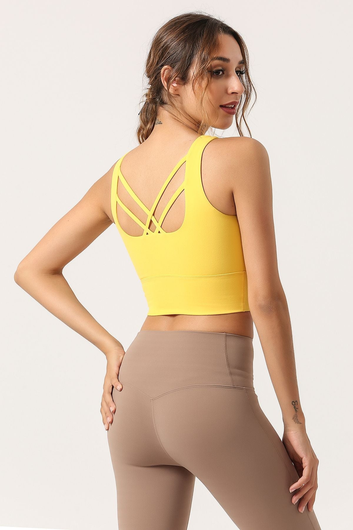 Criss Cross Straps Tank Tops Built-in Bra by bornfocus