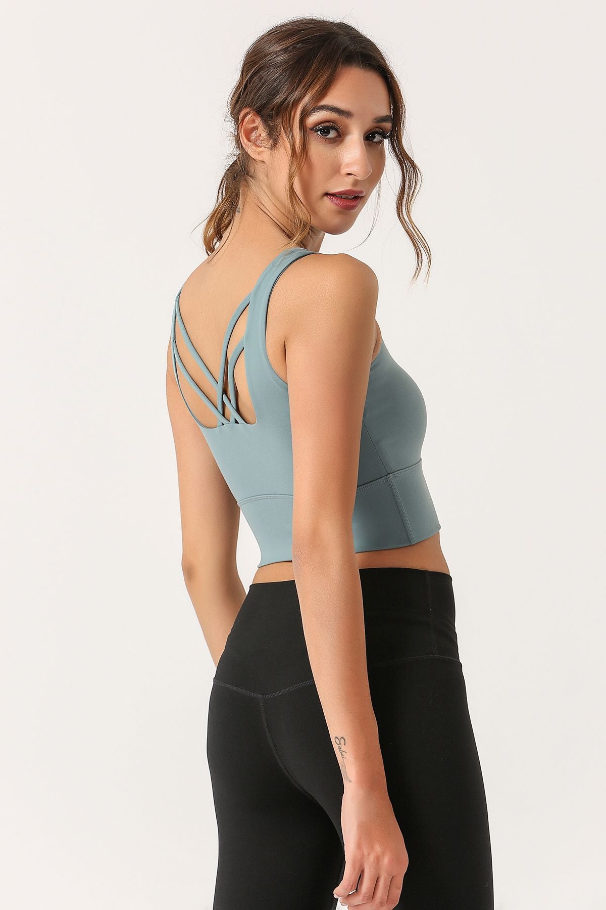 Criss Cross Straps Tank Tops Built-in Bra by bornfocus