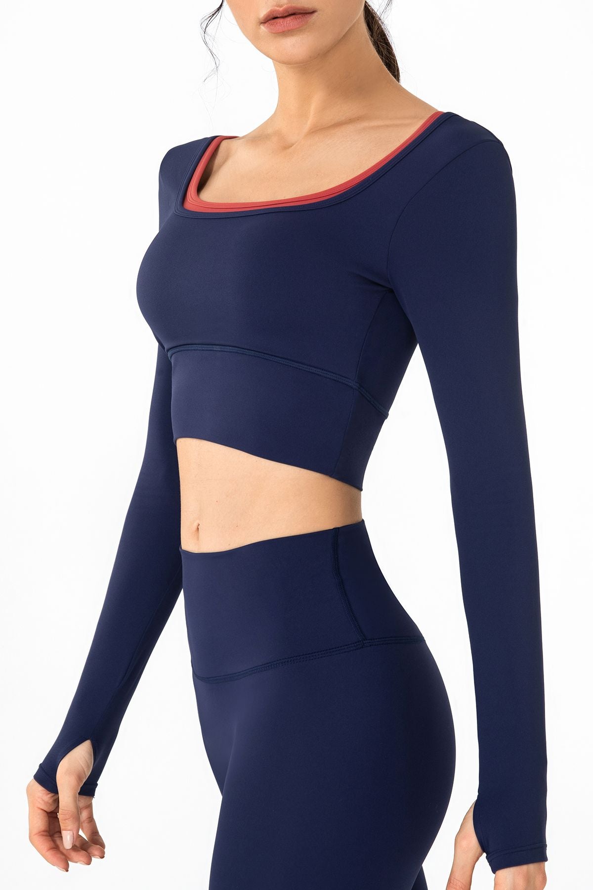 U Neck Long Sleeve Shirts Built-in Bra by bornfocus