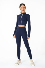 Zip-Up Tunic Long Sleeve Cropped Top by bornfocus