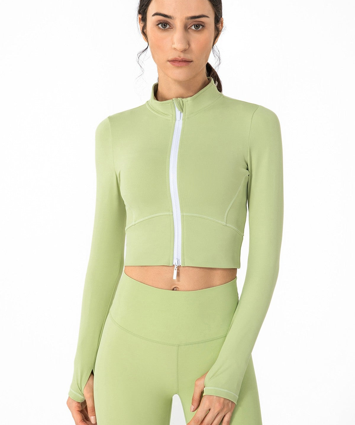 Zip-Up Tunic Long Sleeve Cropped Top by bornfocus