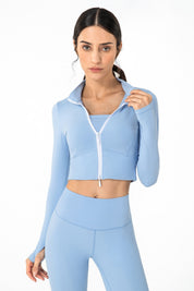 Zip-Up Tunic Long Sleeve Cropped Top by bornfocus