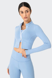 Zip-Up Tunic Long Sleeve Cropped Top by bornfocus