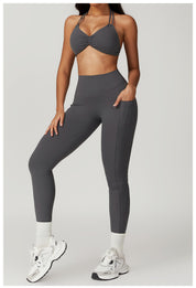 V Back Scrunch Leggings With Pocket
