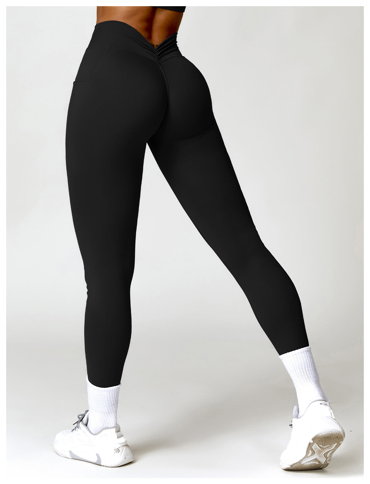 V Back Scrunch Leggings With Pocket