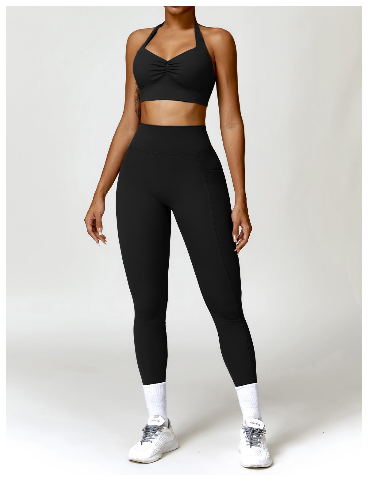 V Back Scrunch Leggings With Pocket