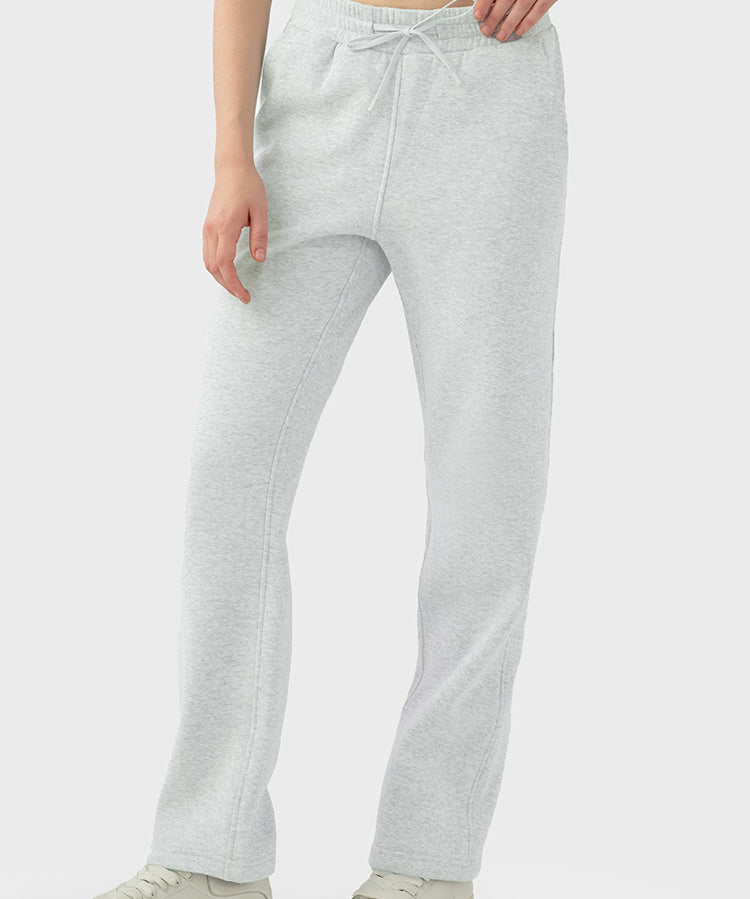 Fleece Loose Straight-leg Sweatpants by bornfocus