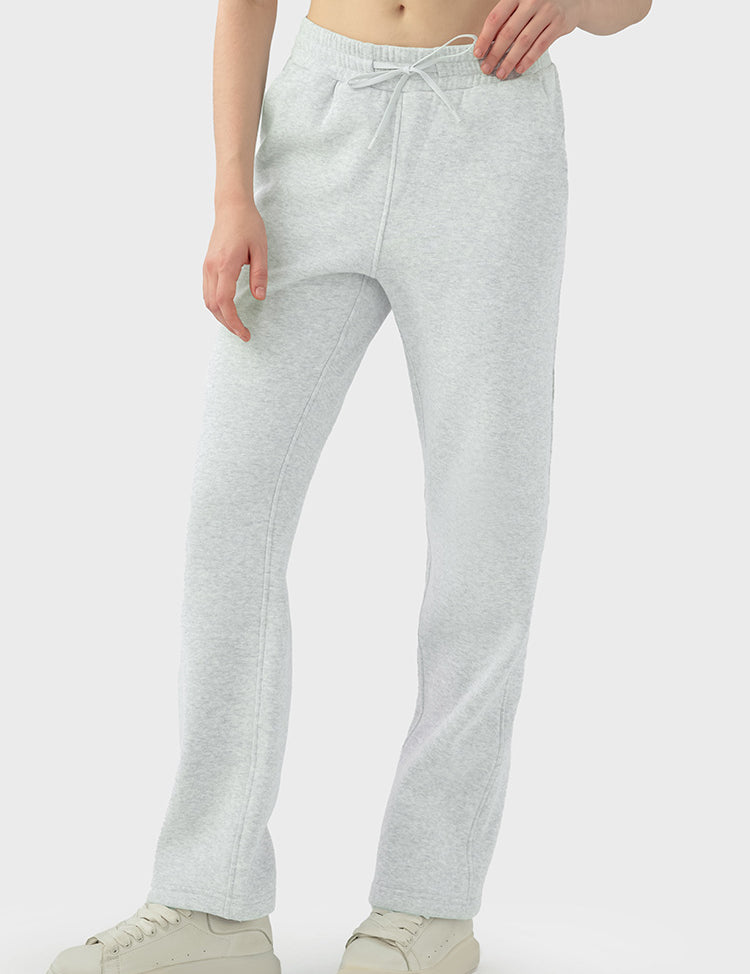 Fleece Loose Straight-leg Sweatpants by bornfocus