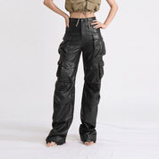 Lina Leather Cargo Pants by bornfocus