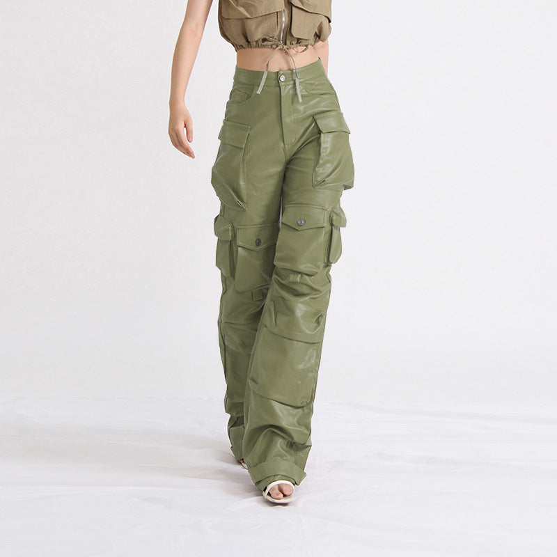 Lina Leather Cargo Pants by bornfocus