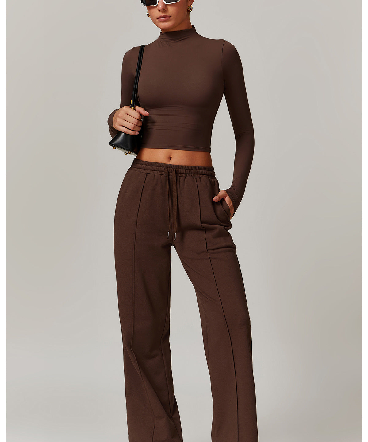 Wide-Leg Cotton-Blend Sweatpants with Elastic Waistband