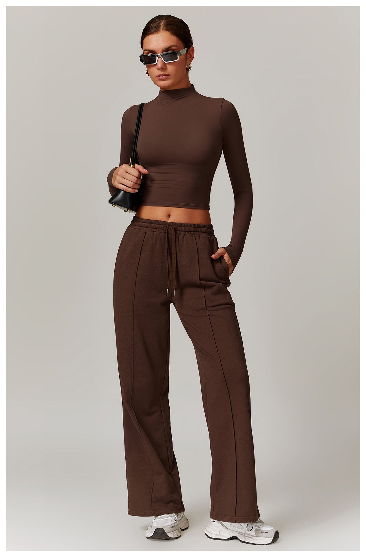 Wide-Leg Cotton-Blend Sweatpants with Elastic Waistband