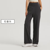 Straight Wide-leg Pants High With Pockets by bornfocus