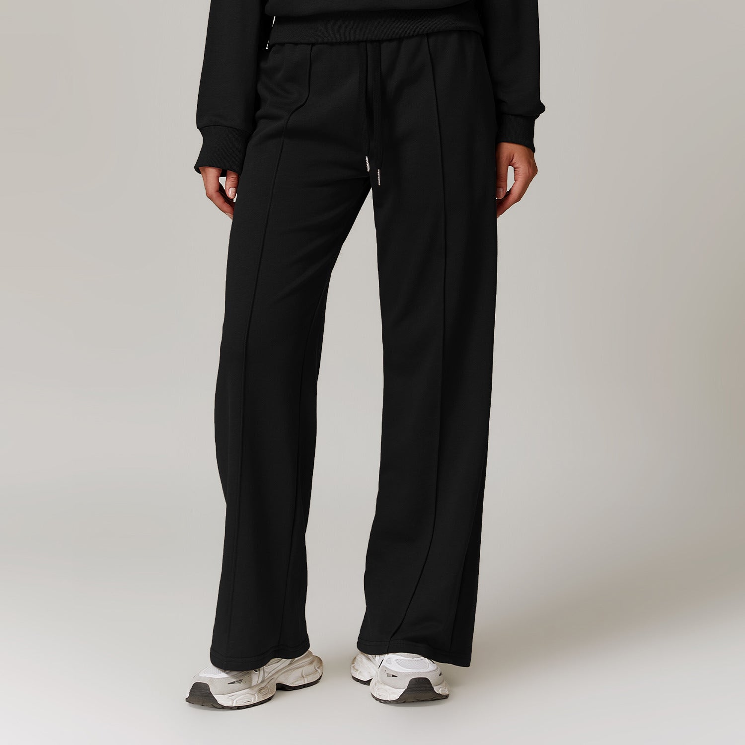 Wide-Leg Cotton-Blend Sweatpants with Elastic Waistband