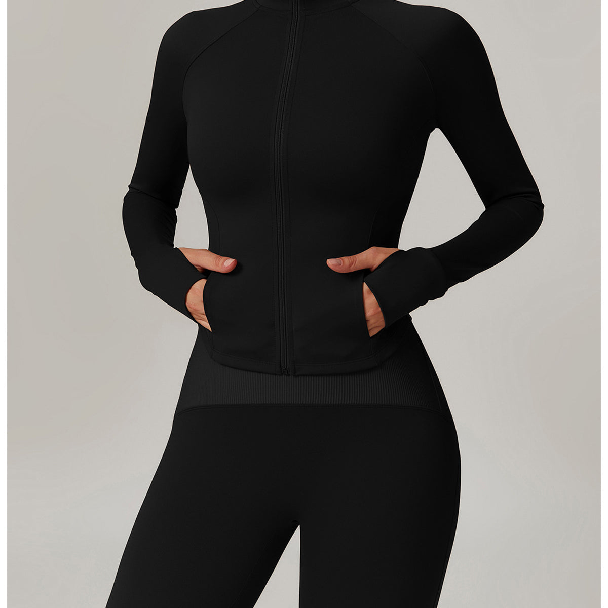 Veste de survêtement de compression entièrement zippée sculptante