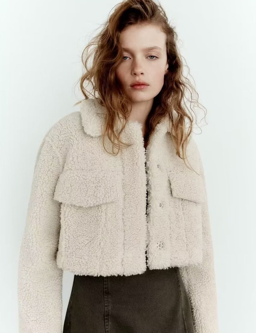 Cropped sherpa jacket by bornfocus