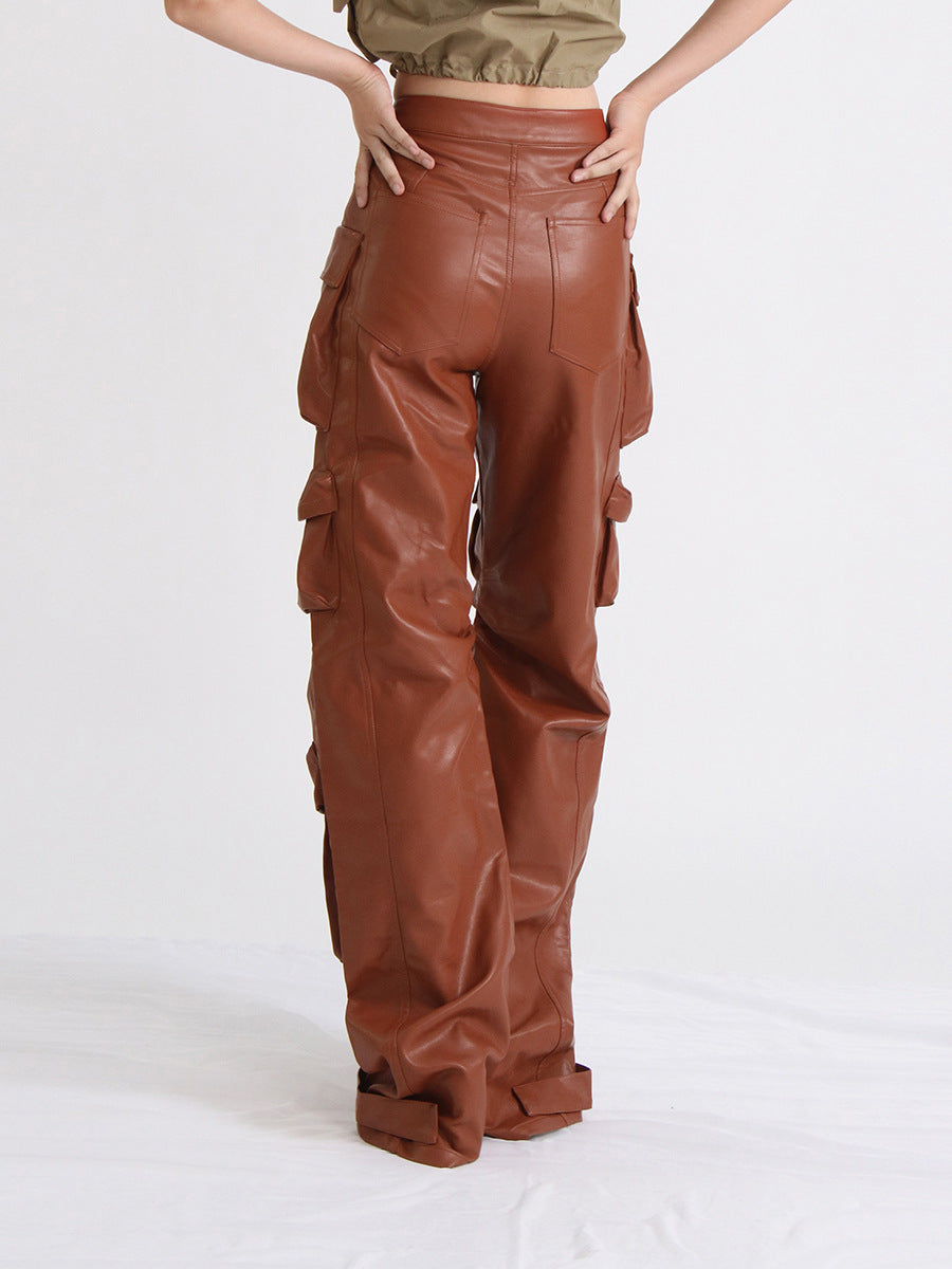 Lina Leather Cargo Pants by bornfocus