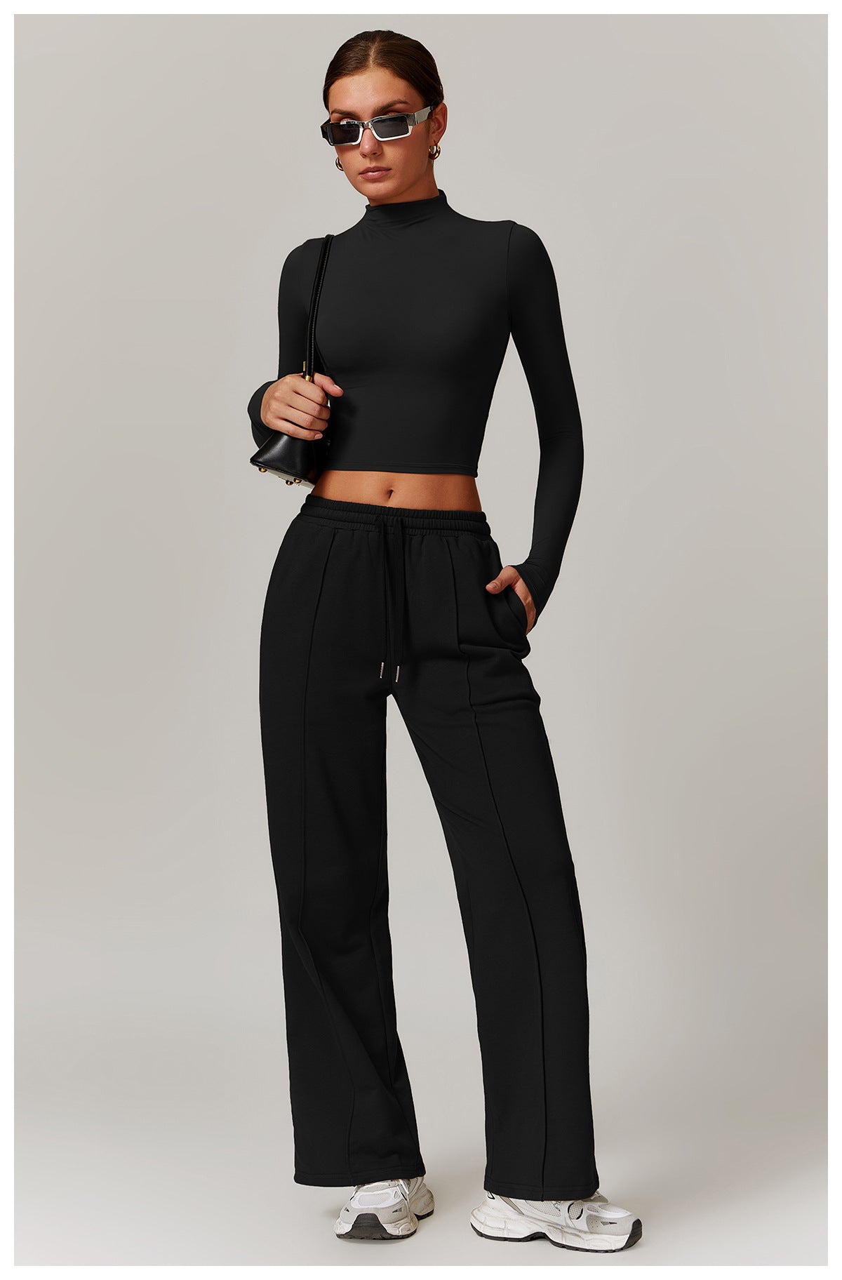 Wide-Leg Cotton-Blend Sweatpants with Elastic Waistband