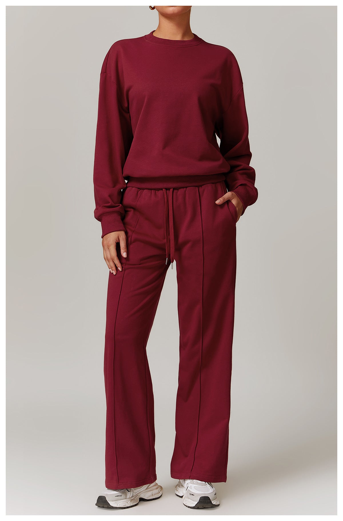 Wide-Leg Cotton-Blend Sweatpants with Elastic Waistband