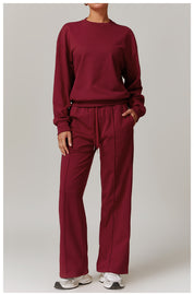 Wide-Leg Cotton-Blend Sweatpants with Elastic Waistband