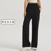 Straight Wide-leg Pants High With Pockets by bornfocus