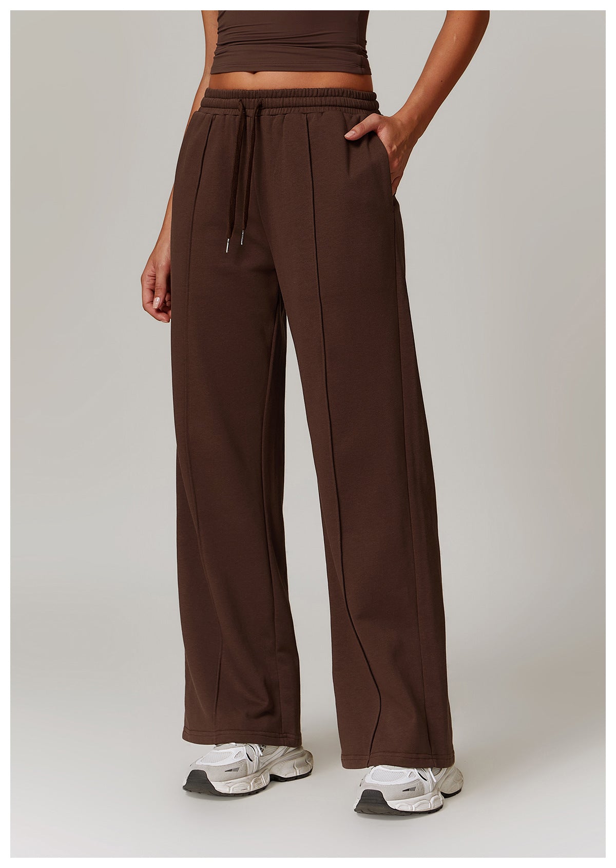 Wide-Leg Cotton-Blend Sweatpants with Elastic Waistband