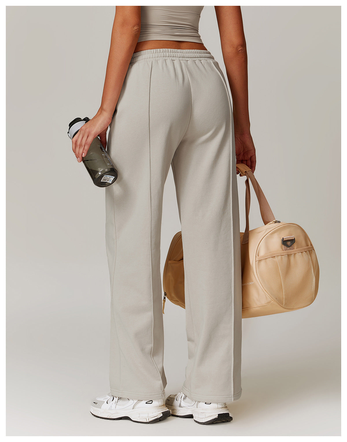 Wide-Leg Cotton-Blend Sweatpants with Elastic Waistband