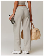 Wide-Leg Cotton-Blend Sweatpants with Elastic Waistband