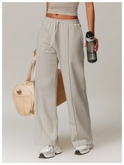 Wide-Leg Cotton-Blend Sweatpants with Elastic Waistband