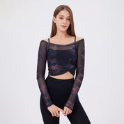 Long-Sleeve Yoga Crop Top with Wrap Design