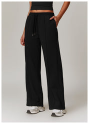 Wide-Leg Cotton-Blend Sweatpants with Elastic Waistband