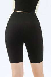 High Waist Color-block Biker Shorts by bornfocus